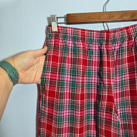 Jaclyn New York Pink Green Red Metallic Button Up Longsleeve Holiday Pajama Set - Picture 8 of 11